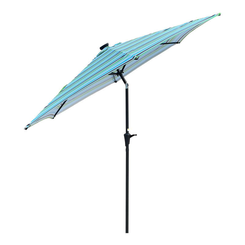 9FT UMBRELLA WITH LIGHT Blue and Stripes, Blue Striped