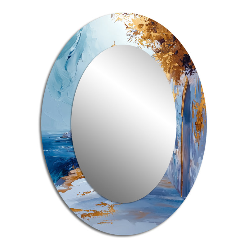 Miroir décoratif marocain sur fond marocain Rabat bleu II - Pays, 40 po x 30 po