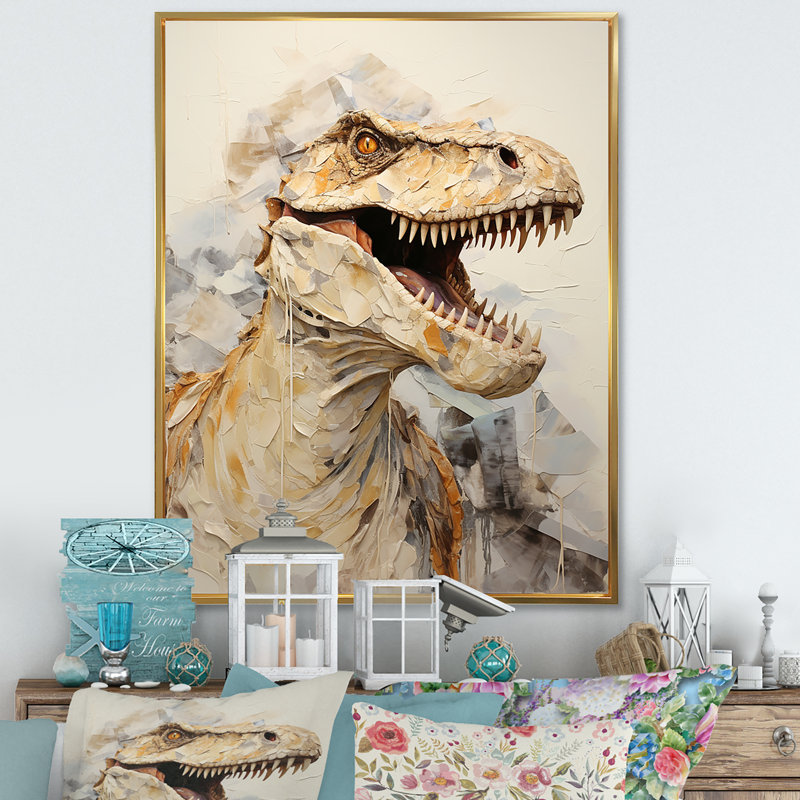 «Dinosaur T Rex Supreme I», reproduction sur toile, H 20 po x l 12 po x P 1 po, Cadre flottant doré
