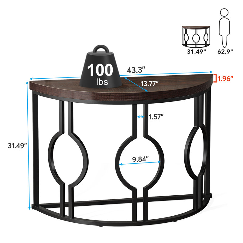 Adellyn 43.3'' Console Table, Rustic Brown/Black