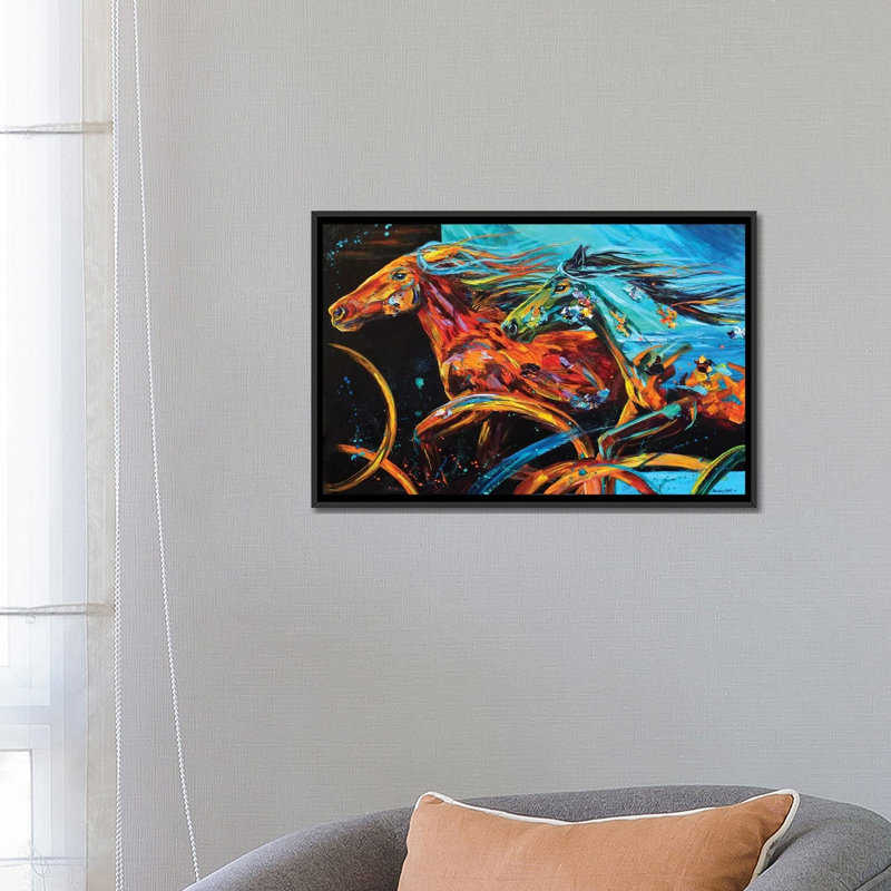 « off the track », impression sur toile, H 18 po x l 26 po x P 1,5 po, Toile avec cadre noir, Pas de tapis