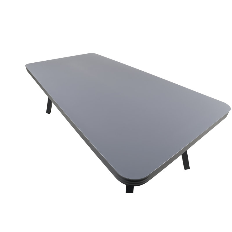 Varena Rectangular Glass Outdoor Dining Table, 74cm H x 200cm W x 100cm D, Black