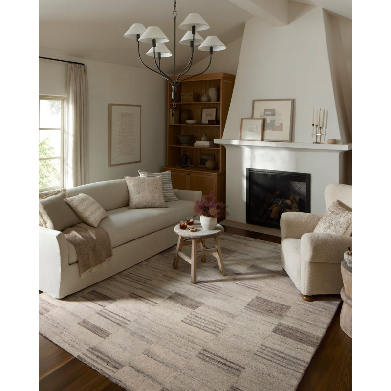Ivory and Dove Hand-Tufted Wool 5' x 7' Area Rug