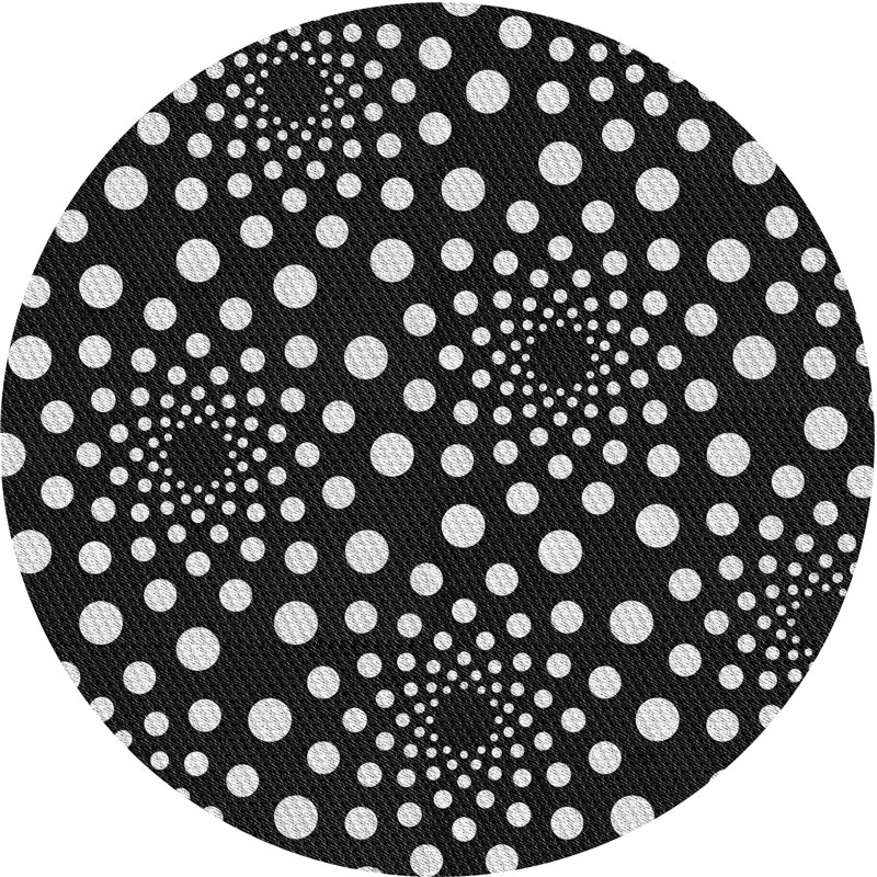 Tapis noir/blanc à motifs, Rond 4 pi