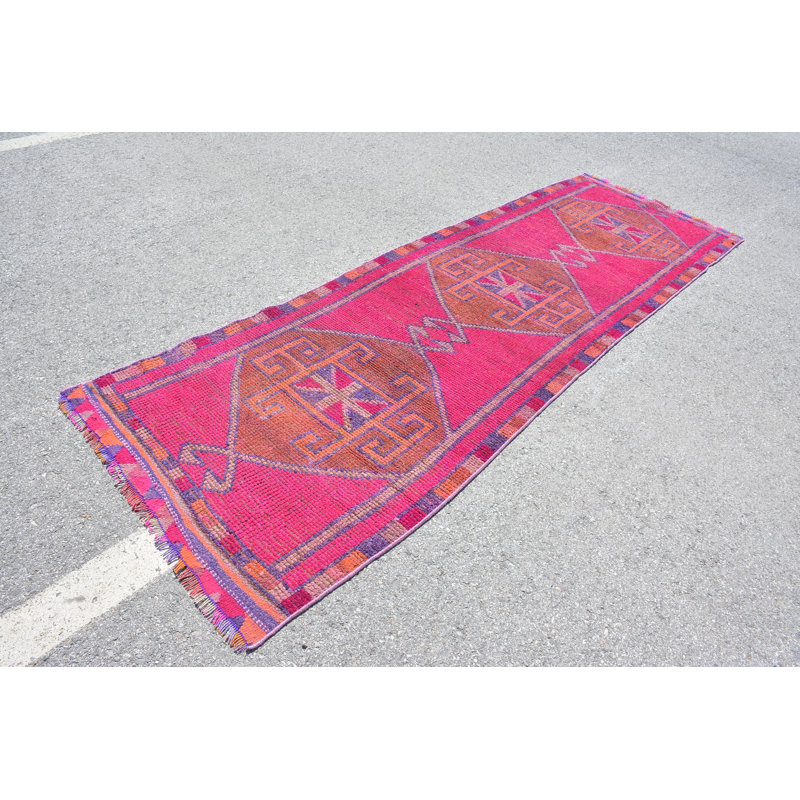 Tapis rétro, tapis de couloir 3,3 x 8,8 pi, tapis marocains arc-en-ciel, tapis moderne, tapis turcs, tapis en laine