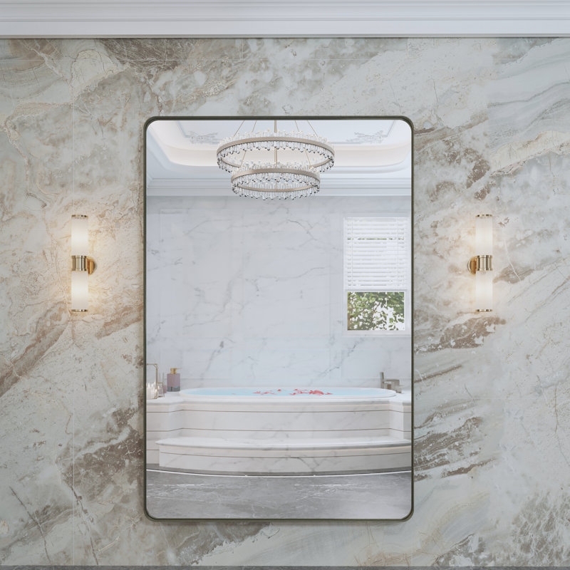 Miroir de salle de bain mural et d'angle Lesamuel, 40 po x 60 po, Bronze