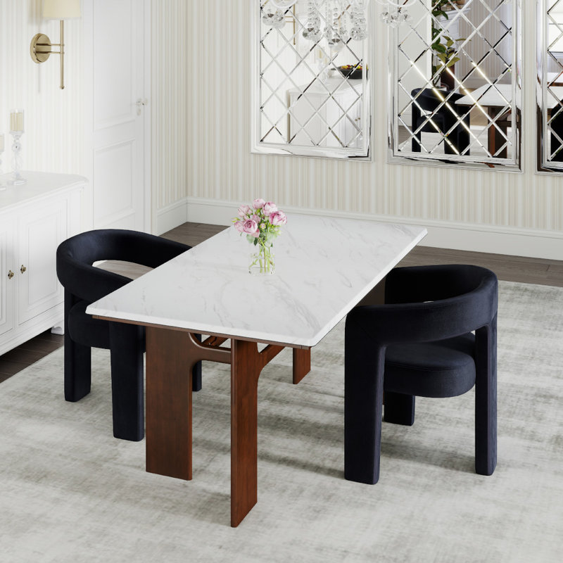 Ensemble de salle à manger moderne, Noir, 3 pièces: table, 2 chaises
