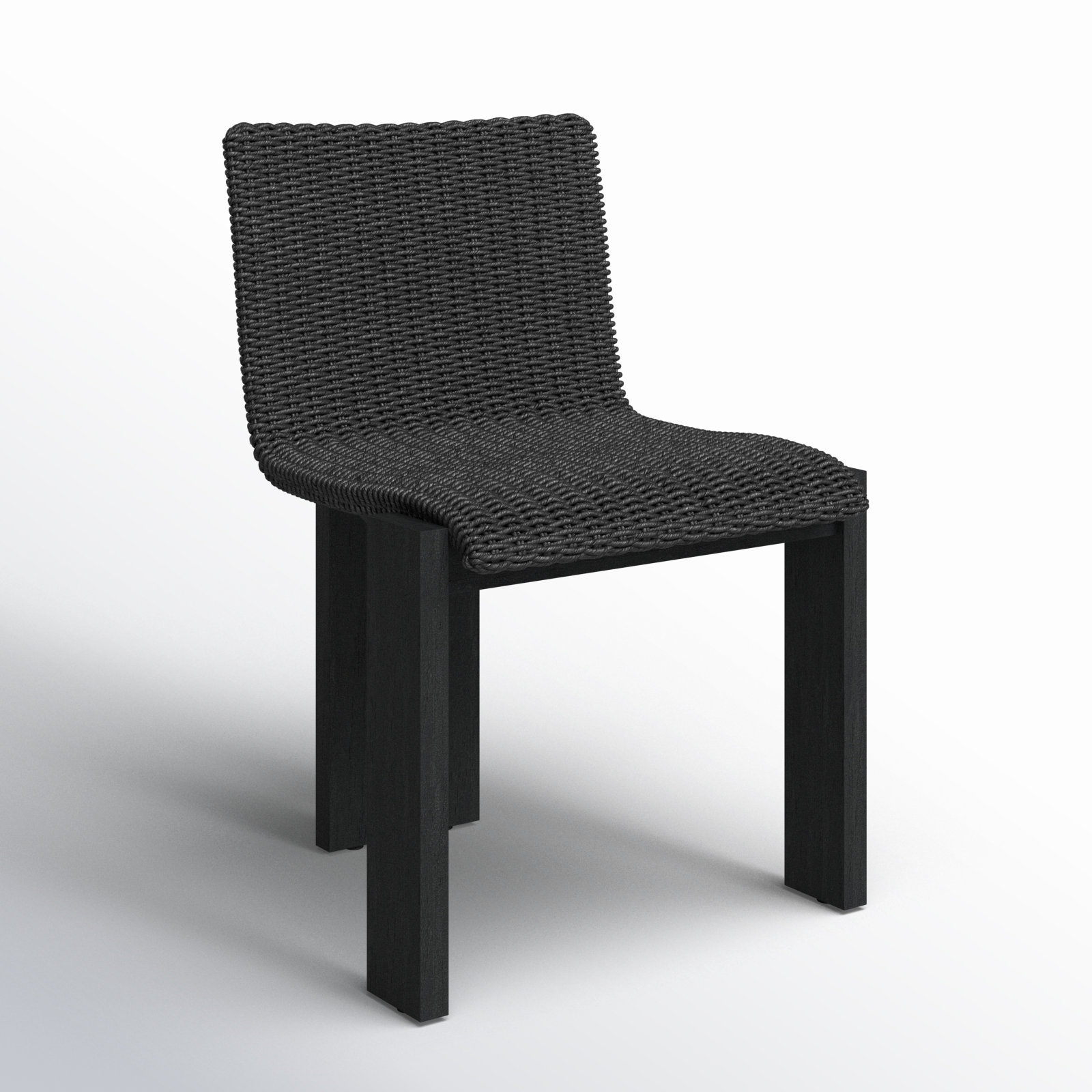 Padme Teak Patio Side Chair, Stained Black