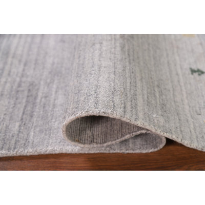Tapis unique en laine noué à la main gris nouvel an 2 pi 6 po x 3 pi 11 po