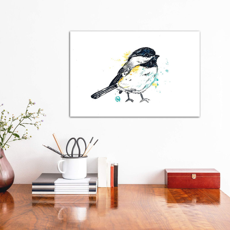 Chickadee - Itty Bitty Chicky par Lisa Whitehouse - impression d'art graphique, Toile tendue, Pas de tapis