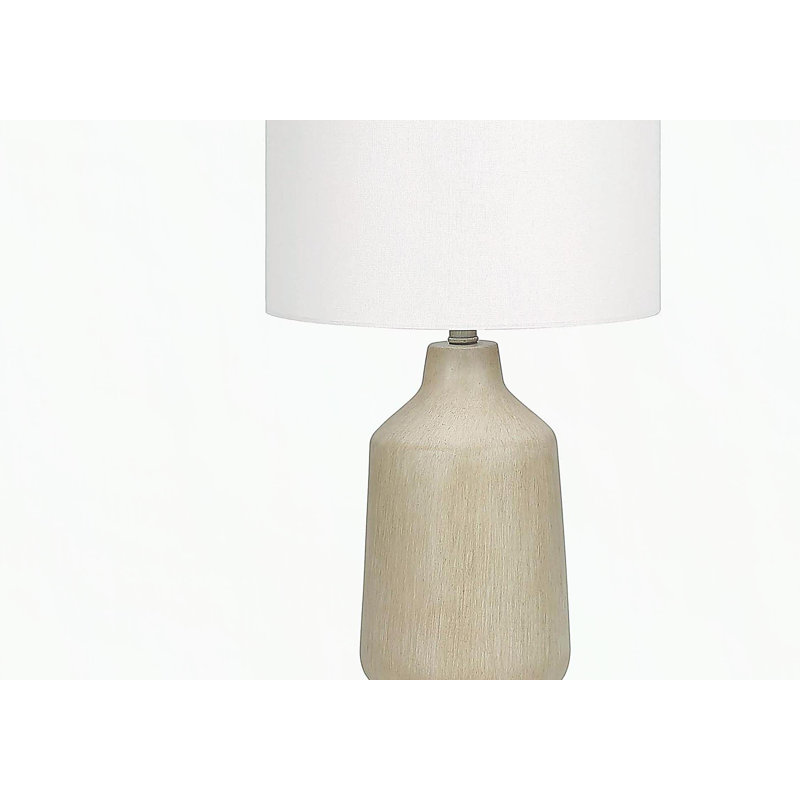 Lighting, 24 po, lampe de table, béton beige, abat-jour ivoire / crème, contemporain, Beige, Blanc blanc