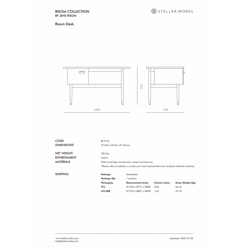 Risom Solid Wood Writing Desk