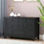 Commode à tiroirs avec armoire à tiroirs, buffet Buffet, comptoir de service de buffet, structure en bois massif, panneau de porte en plastique, poignée coquille rétro, applicable à la salle à manger, au salon, à la cuisine, au couloir, au noir