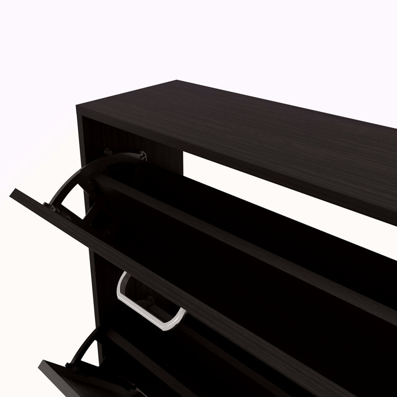 Range-chaussures, 3 portes, 3 tablettes, Noir