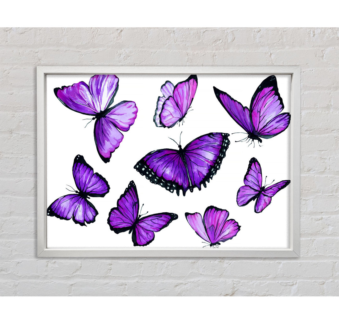 Purple Butterfly Frenzy - Einzelner Bilderrahmen Kunstdrucke auf Leinwand