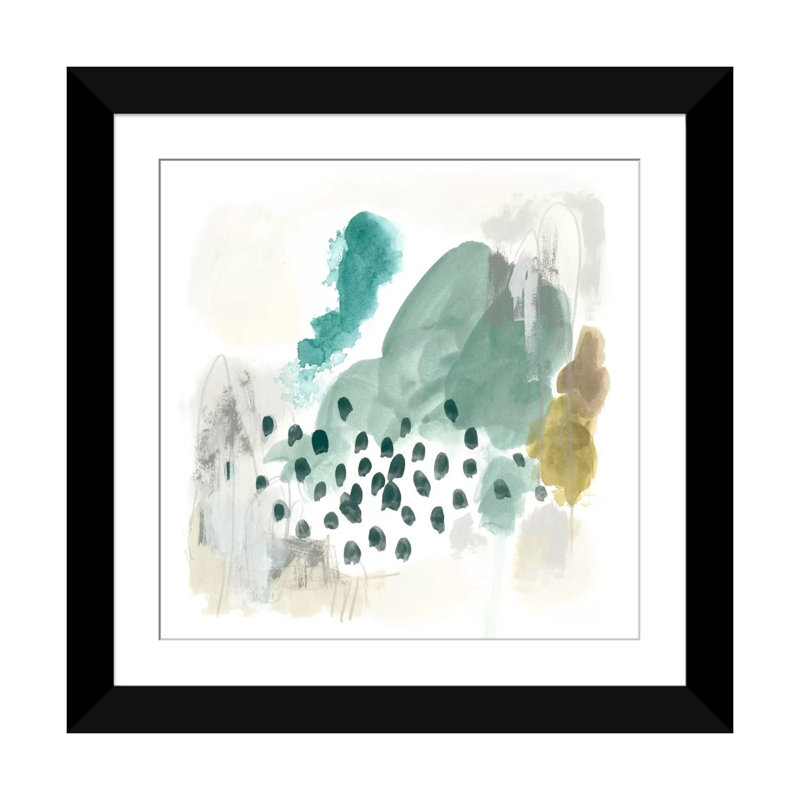 " Rain Cloud I " by June Erica Vess, 16" H x 16" W x 1" D, Black Framed Fine Art Paper, White