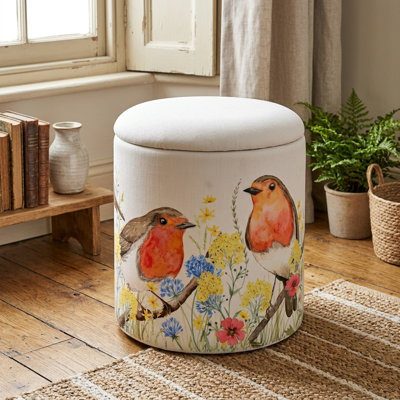 Claunch 40cm Wide Block Print Footstool Ottoman