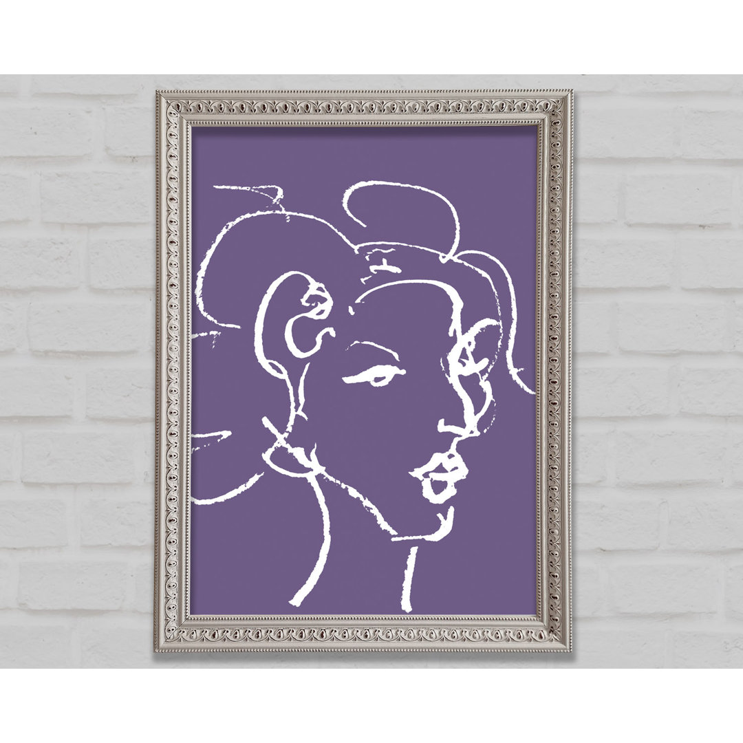 Pretty Lady Sketch Lilac Gerahmter Druck