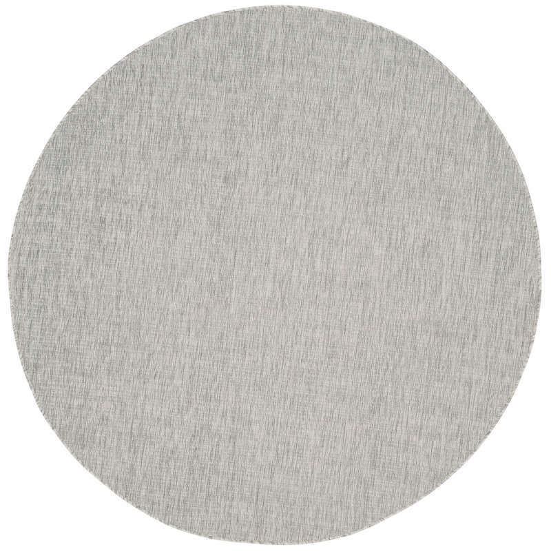Tapis intérieur / extérieur gris / turquoise Arneshia, Rond 6 pi 7 po