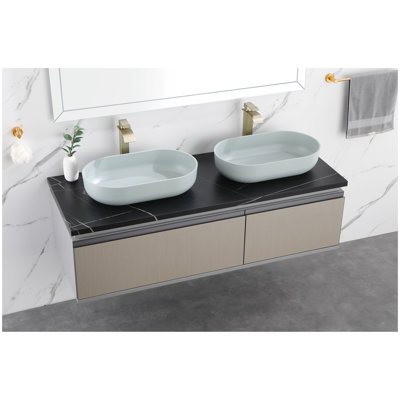 Lavabo vasque de salle de bain moderne ovale 24 "x14" pour meuble-lavabo moderne