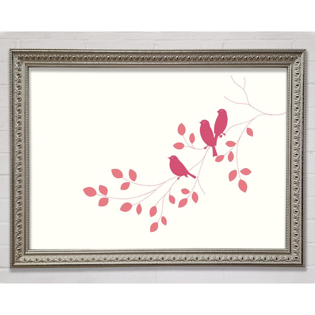 Pink Bird Leaves - Einzelner Bilderrahmen Kunstdrucke