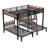 Queen over Twin over Twin Metal Bunk Bed ,triple metal bunk bed with Storage shelves and storage stairs,black-224151413