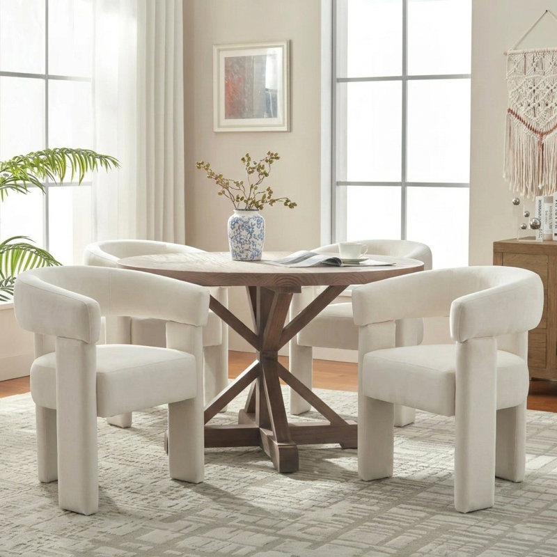 Chaise légère et luxueuse en velours, Beige