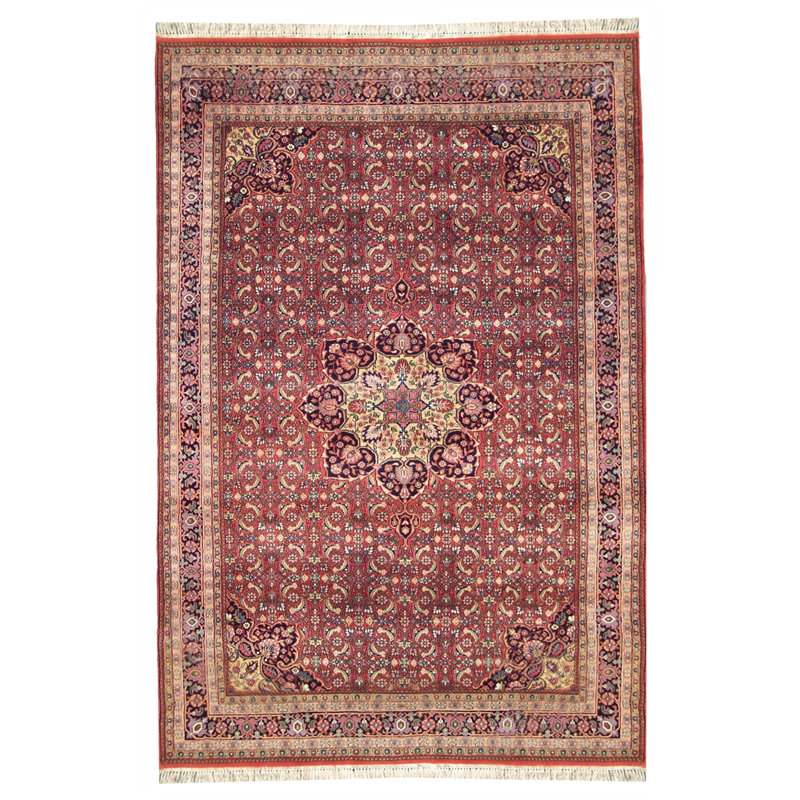 Tapis unique en laine noué à la main de style traditionnel rouille / bleu 6 pi x 9 pi Landy
