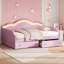 Lit de jour simple rembourré avec dossier à DEL et 2 tiroirs de rangement, plateforme en velours, aucun sommier requis, rose-895276975-895276972