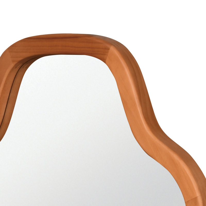 Miroir mural en bois massif Cloud, Bois jaune moyen