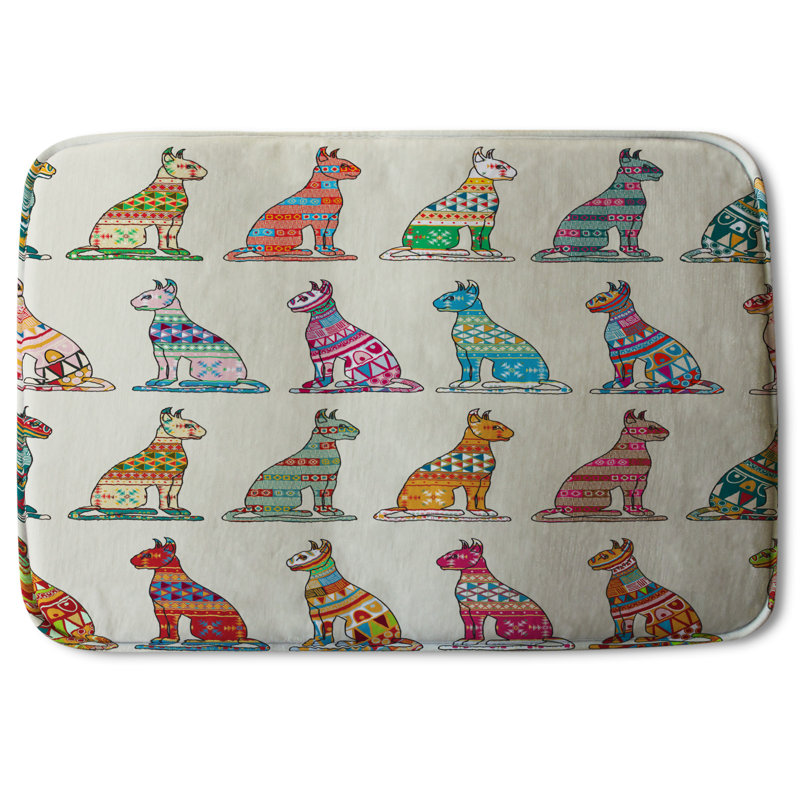 Jetter Memory Foam Non-Slip Bath Rug, Ethnic Cat Patterns