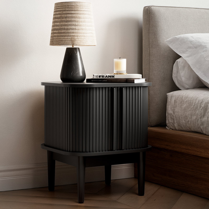 Tambour Nightstand, Black, Set of 2