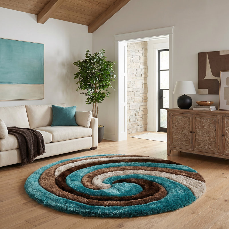 Thionville Abstract Indoor Rug, Round 7'