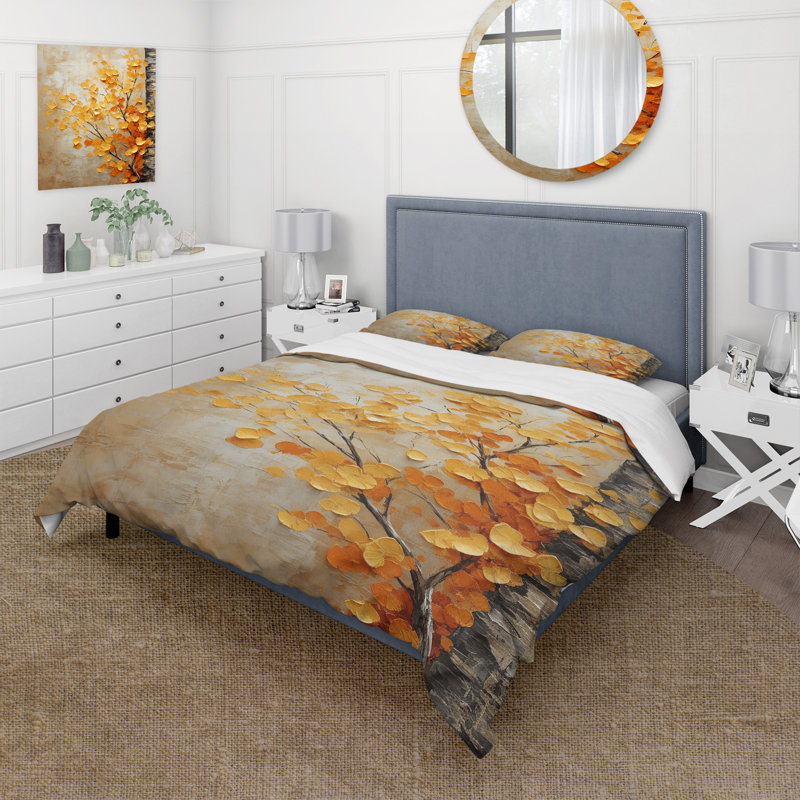 Ensemble de housse de couette jaune jaune American Basswood Forest III, Housse de couette pour très grand lit