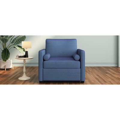 Chaise 3 en 1 convertible au lit - Velours bleu encre, ensemble de couchette réglable Luxury Feel