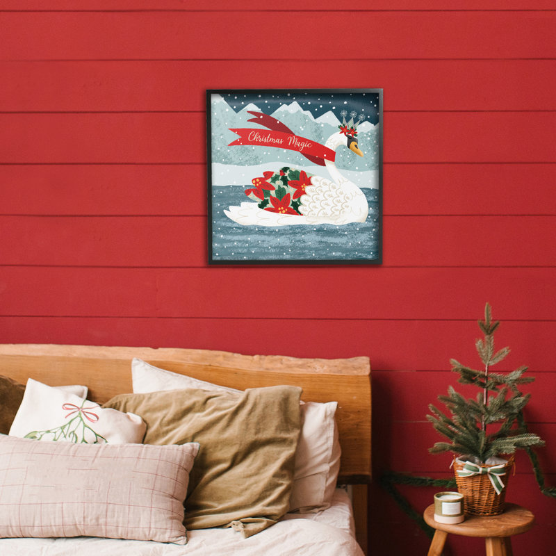 «Christmas Magic Enchanted Swan», estampe numérique, conception de Jilly Jack Designs, H 17 po x l 17 po