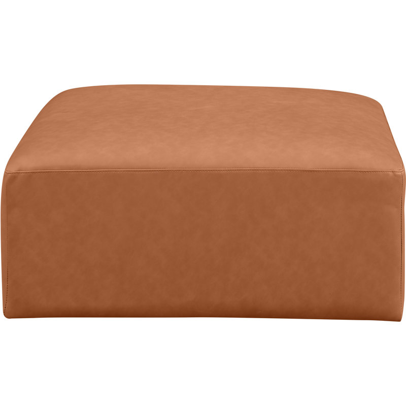 Iyonnie Upholstered Ottoman, Cognac Vegan Leather