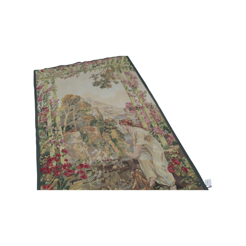 Hand-Knotted High-Quality Green and Beige Runner