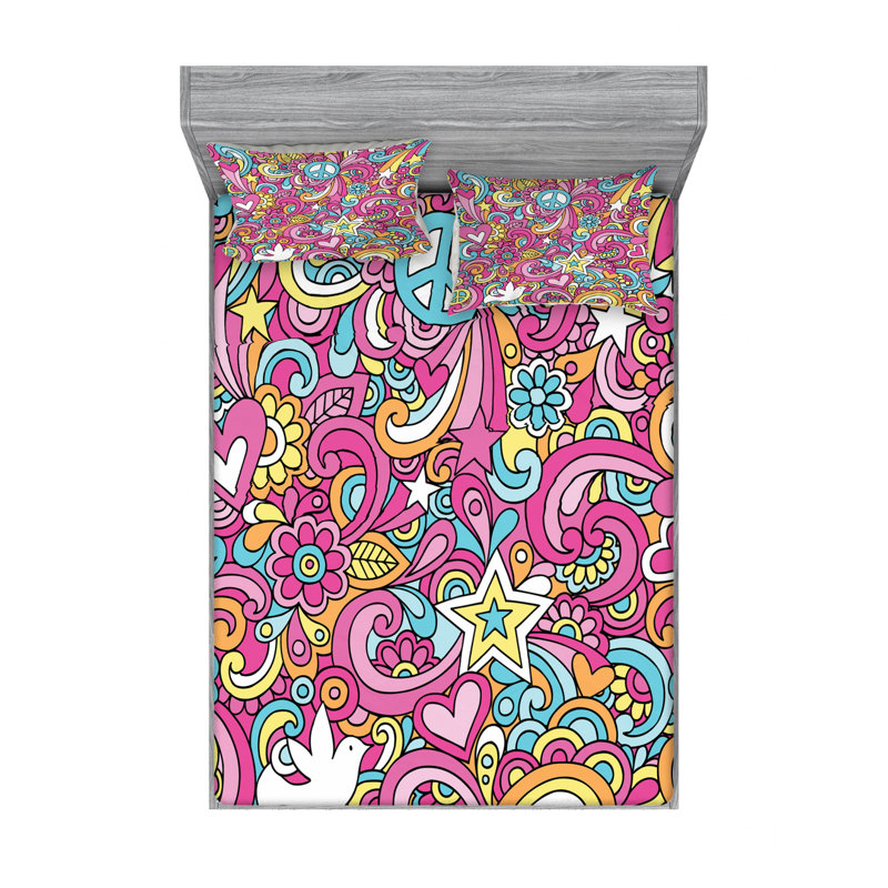 Microfiber Sheet Set, Queen Sheet Set with Fitted Sheet, Paisley