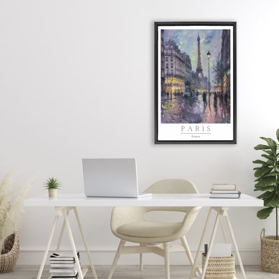 Vintage Paris Streets Night Floating Frame, design by Petal Prints Design