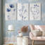 «Blue Floral Botanical», reproduction d'art sur toile abstraite (ensemble de 3)-2120370626