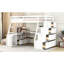 Lit mezzanine simple - blanc. Comprend 7 tiroirs, 2 tablettes et un secrétaire. Élégant. Bureau blanc pour plus de 6 ans pour 6 ans et plus-1280586862