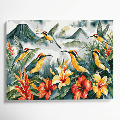 Hawaiian Hawaiian Honeycreepers, art sur toile gris