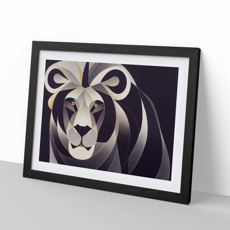 Cosmopolitan Abstract Lion - Framed Print, Black, 34cm H x 46cm W x 2cm D