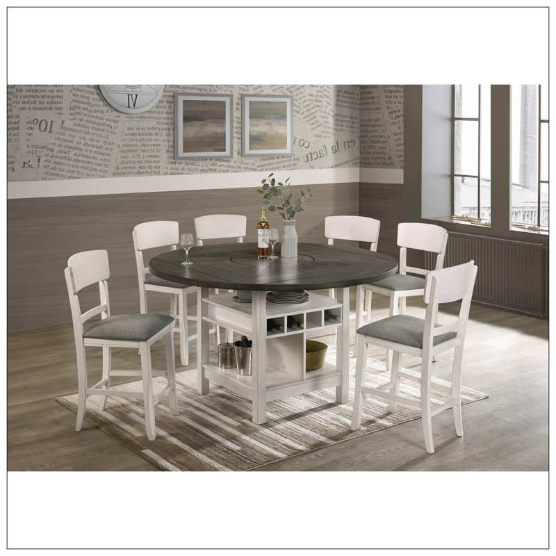 Tabouret de bar rembourré 2 pièces, Blanc / Gris