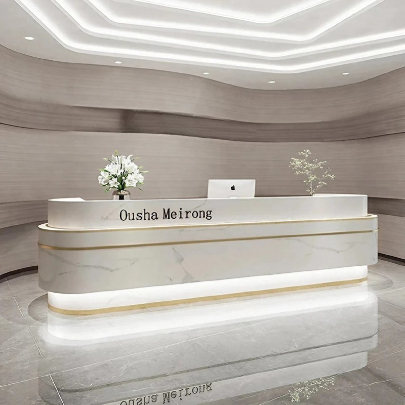 Aurelea Rectangle Manufactured Wood Reception Desk, 60cm H x 260cm W x 100cm D