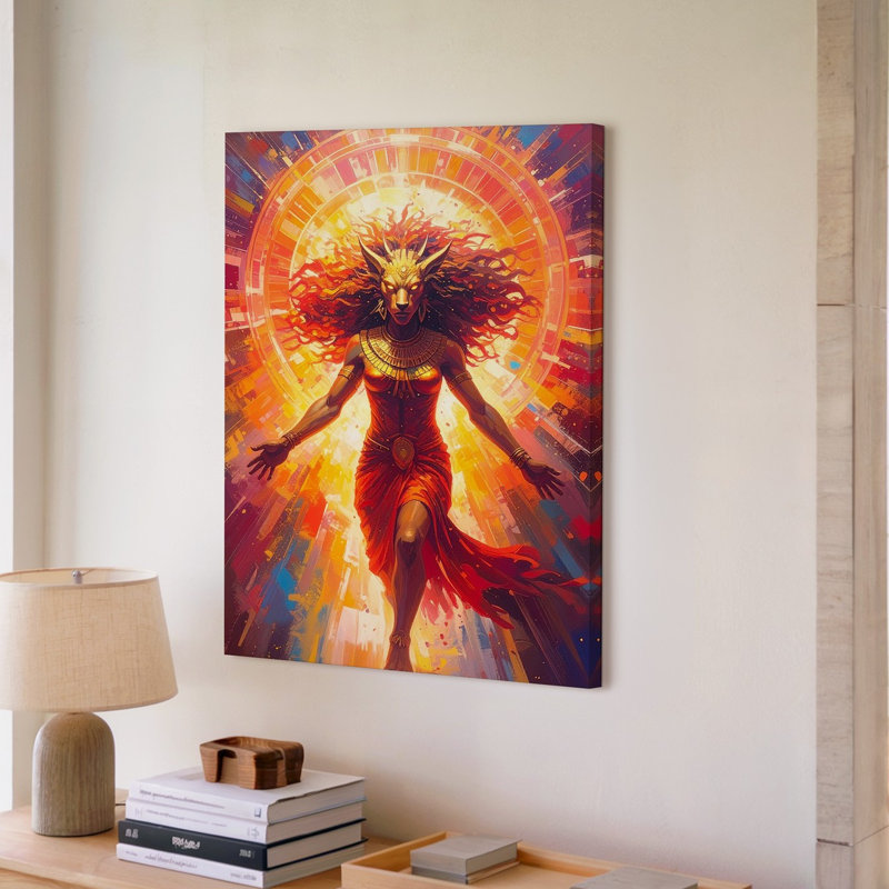 Toile murale Sekhmet, déesse de la lionne, toile divine, courroux et énergie solaire, H 11 po x l 14 po