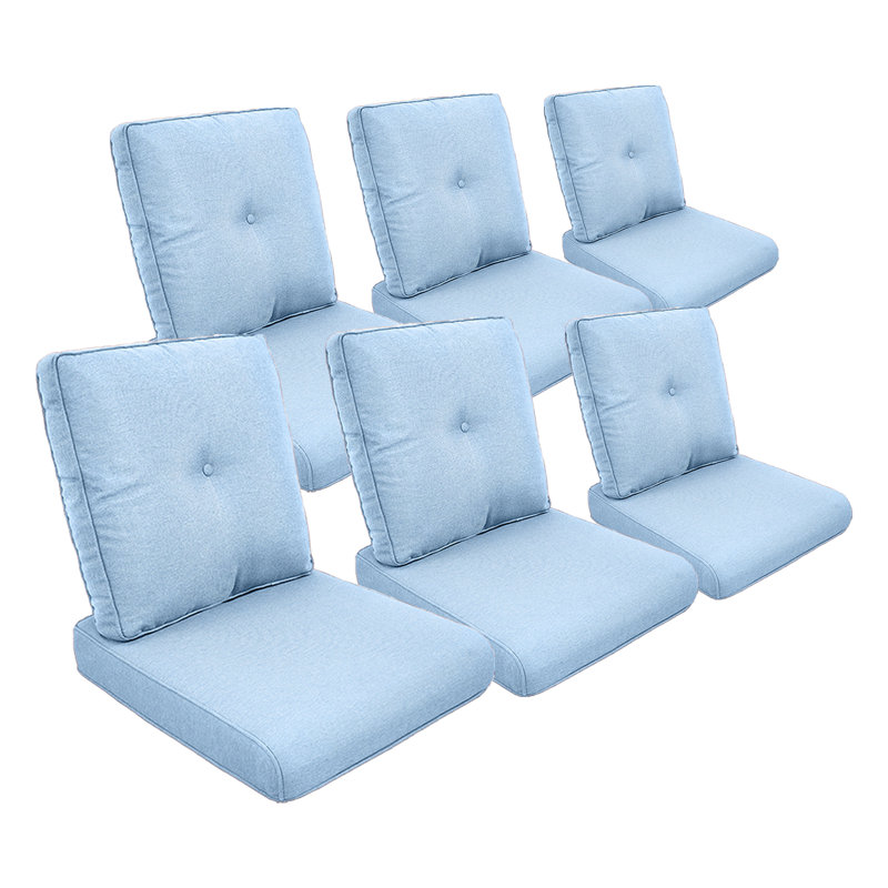 Schutt 22" W Olefin Outdoor Seat/Back Cushion with Removable Zippered Covers, Baby Blue, 6 Seat/Back Cushion