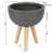 14.3" Round Planter with Stand, Indoor Outdoor Plant Pot with Drainage Hole