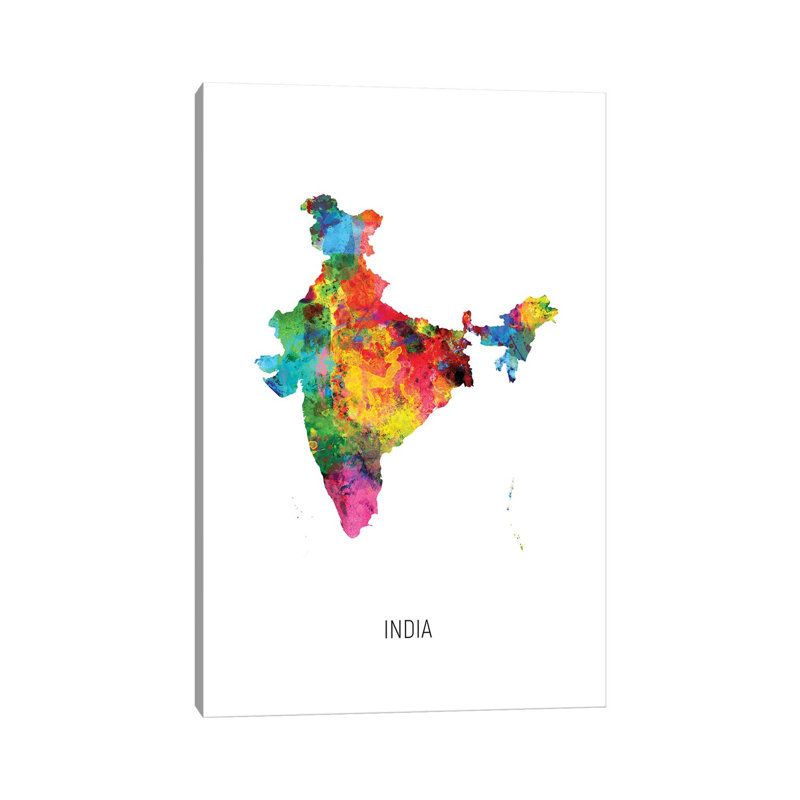 MTO2976-Carte de l'Inde, H 40 po x l 26 po x P 1,5 po